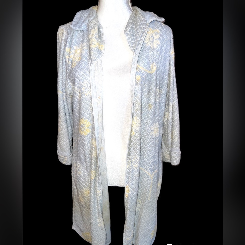 Karen Neuberger short Terry cloth robe, L, zipper and pockets!
